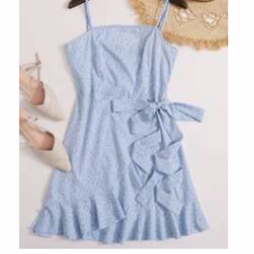 Light blue wrap dress